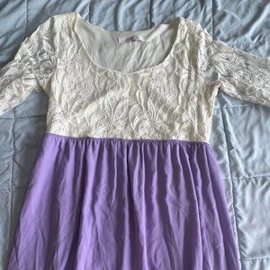 Lace Dress with Sheer Skirt (With Lining)